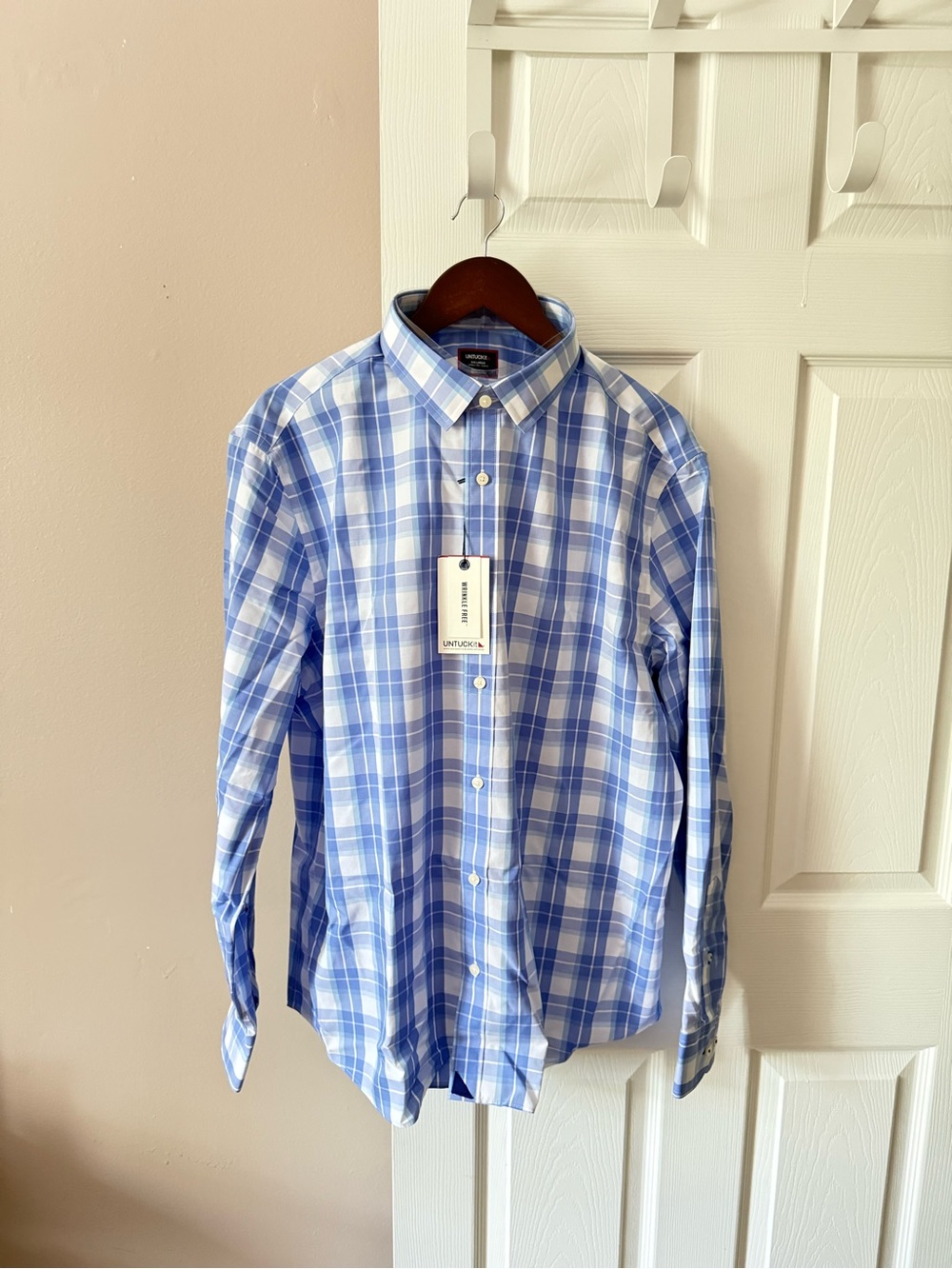 NWT UNTUCKit Gillingham Blue Plaid Button Down Shirt Men’s XXL Long Sleeve